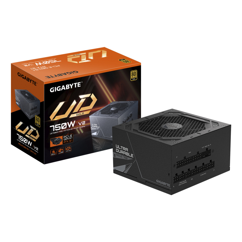 FUENTE DE PODER GIGABYTE (GP-UD750GM PG5 V2) 750W,MODULAR,PCI-E GEN5,16PINS,80 PLUS GOLD,NEGRO